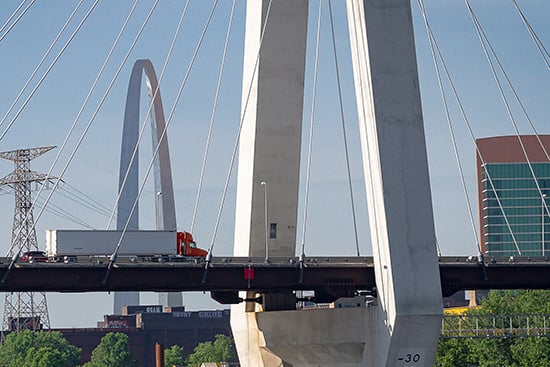 Red Truck On Bridge In St. Louis
