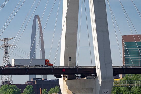 Red Truck On Bridge In St. Louis