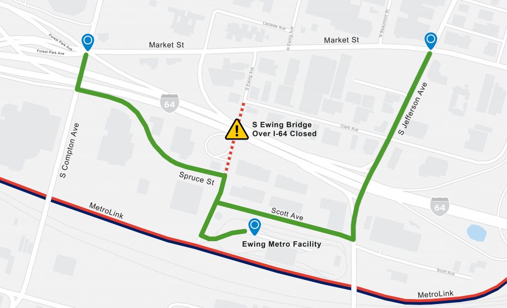 Ewing Bridge Detour Map