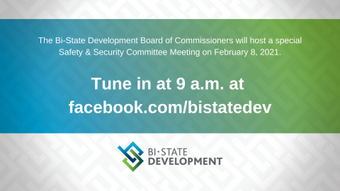 Blue, green and white graphic that says the February 8, 2021 Board Meeting will be virtual on the BSD Facebook page