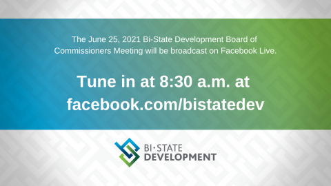 Blue, green and white graphic that says the June 25, 2021 Board Meeting will be virtual on the BSD Facebook page