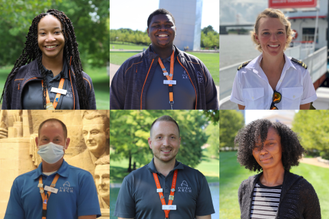 Collage of headshots. Top Row: Juliana Clark, Anton Collins, and Brittney Hawley. Bottom Row: James Hollingsworth, Jeff Seward, and Stephanie Yarbrough.