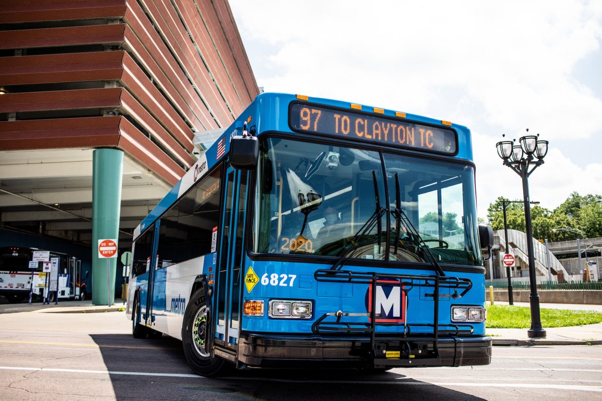 MetroBus leaves Clayton transit center
